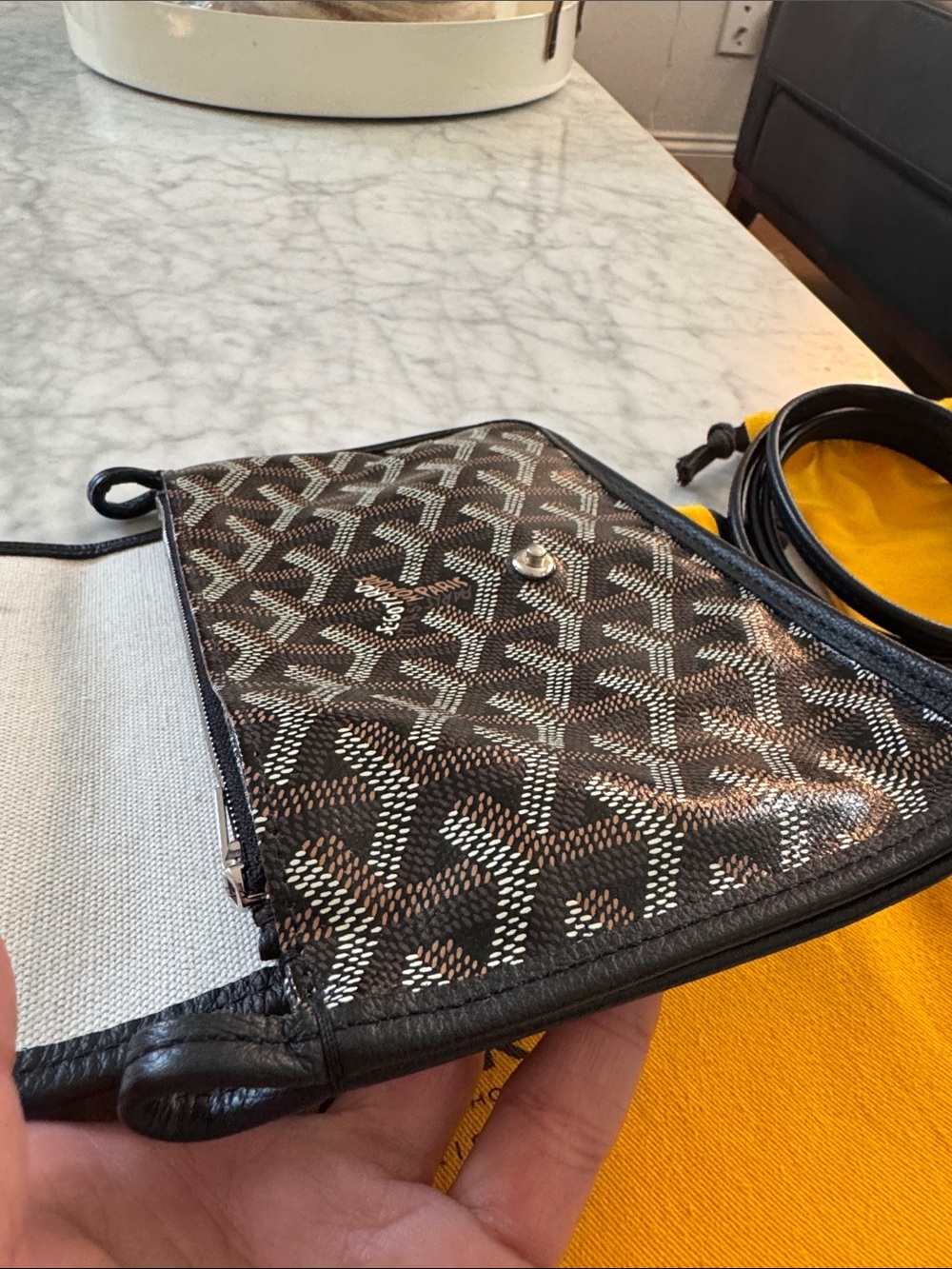 Goyard Plumet crossbody purse bag card Holder Detachable Strap black leather - Picture 13 of 16